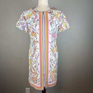 Trina Turk Womens Arboretum Mini Shift Dress Size 6 Mod Retro Floral 2 Way Zip